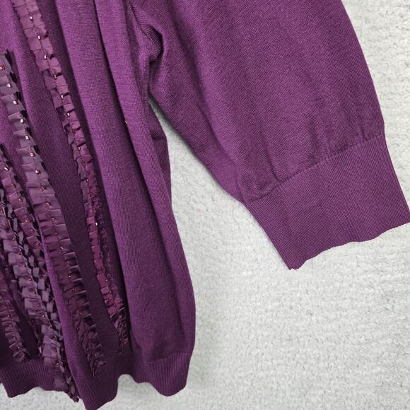 Lane Bryant Sweater Cardigan Womens 22 24 Purple V-Neck Button Front Embellished - Picture 5 of 14